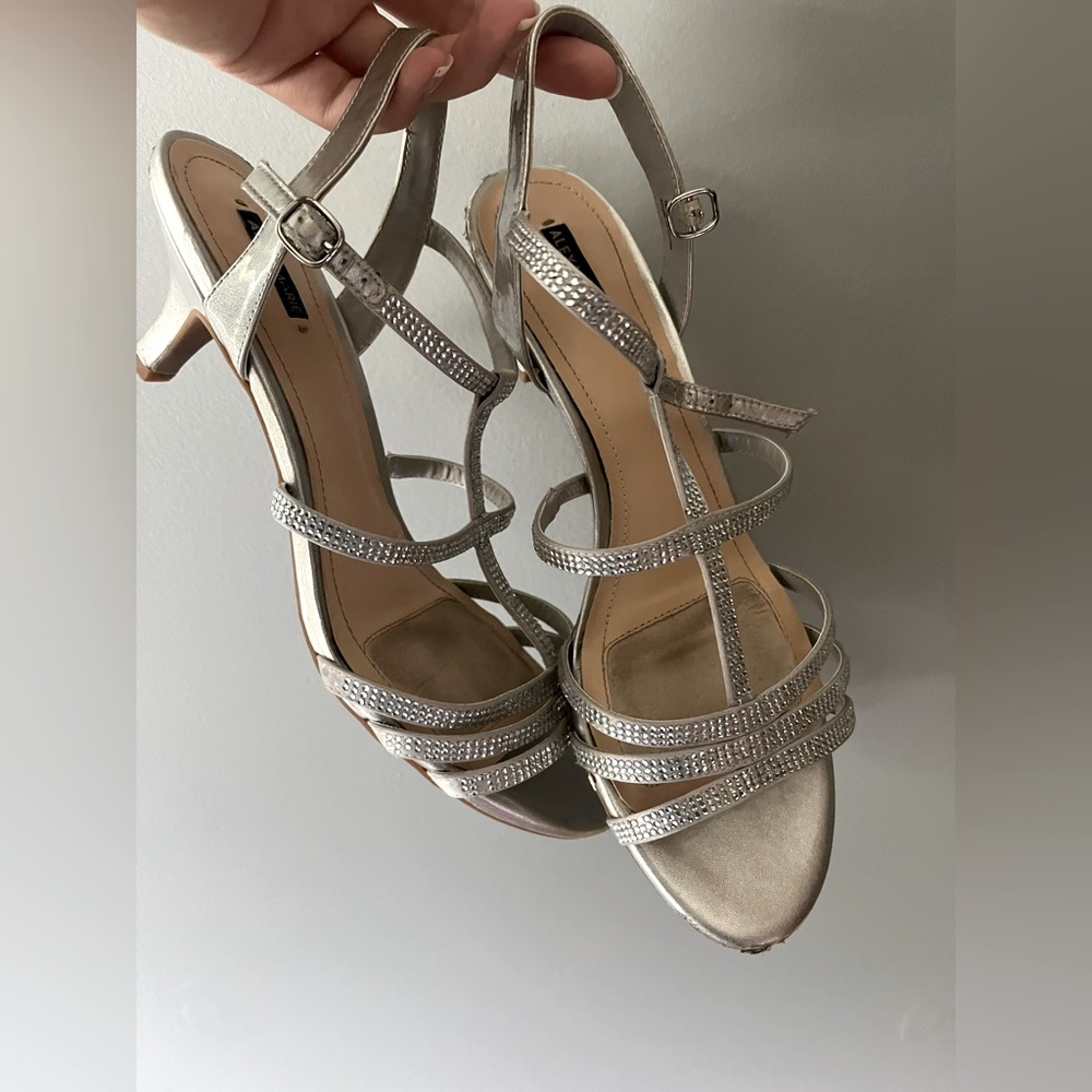 Alex Marie sliver heels. Size 10. With chrome addition.